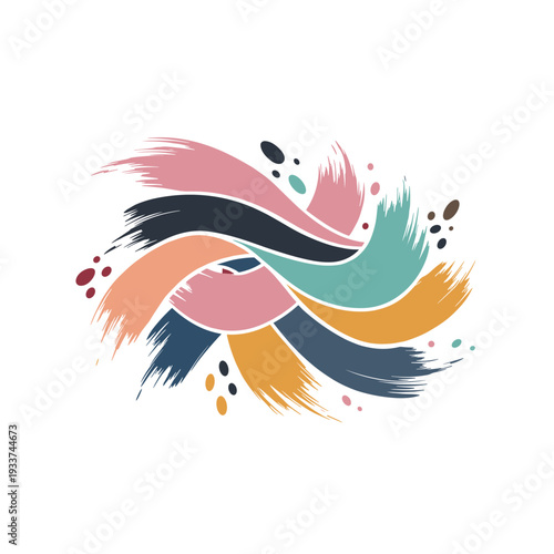 Abstract Colorful Swirling Paint Brush Strokes.