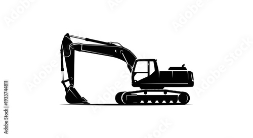 Black Excavator Machine Heavy Equipment.