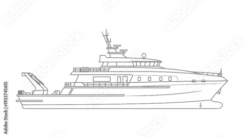 Luxury Yacht Illustration: A sleek, modern luxury yacht illustration, rendered in fine detail, captures the essence of opulence and maritime adventure.
