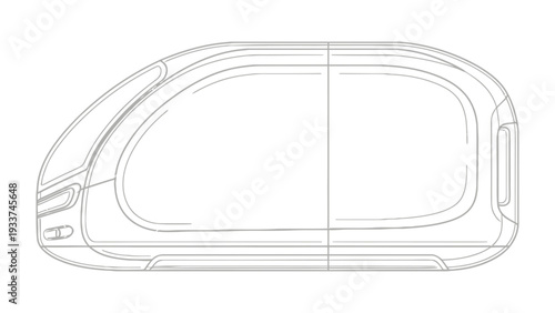 Futuristic Vehicle Design: A minimalist line drawing showcases a sleek, forward-thinking vehicle, emphasizing its smooth contours and aerodynamic silhouette.