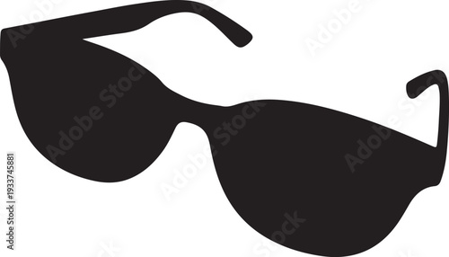 Black Sunglasses Silhouette Isolated on White Background