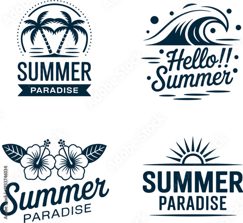Summer paradise designs templates vector graphics illustrations
