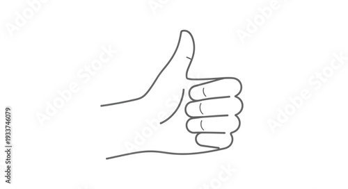 Hand gesture thumbs up line drawing illustration.