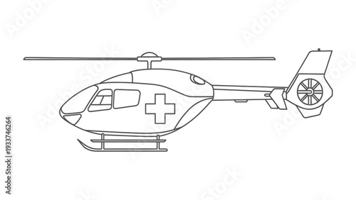 Emergency Helicopter Icon: A sleek emergency helicopter featuring a prominent medical symbol, ready to swiftly transport patients or offer essential aid.