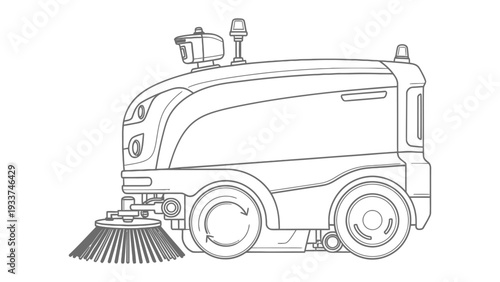 Automated Cleaning Machine: A precise illustration of a state-of-the-art cleaning machine, designed for efficient and autonomous urban maintenance.