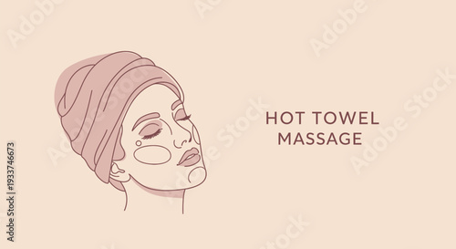 Woman with towel wrapped around head enjoying hot towel massage.