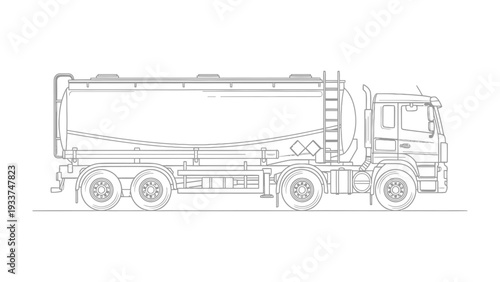 Tanker Truck Silhouette: A detailed outline of a tanker truck, showcasing its design and function in transporting liquids. This image highlights the structure and the purpose of the vehicle