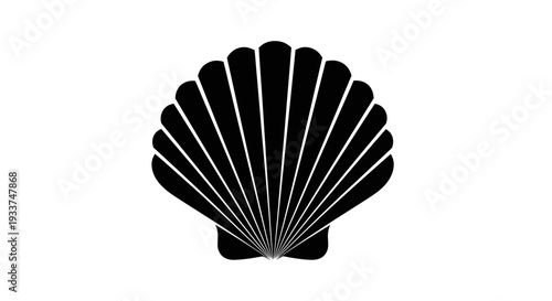 Black Scallop Shell Silhouette Vector Icon
