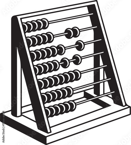 Classic Abacus Counting Tool Illustration for Math Education and Learning