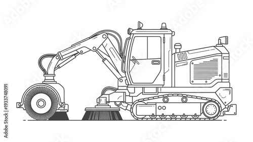 Urban Cleaning Marvel: A robust and utilitarian street sweeper diligently maintains urban cleanliness. A symbol of order, this vehicle clears the path for progress.