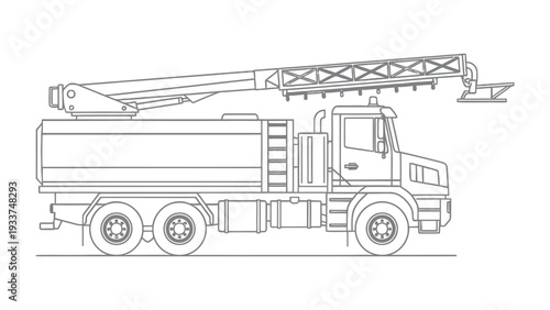 Sky-High Operations Vehicle: The sturdy outline of an aerial lift truck, ready to serve as a symbol of infrastructural support.