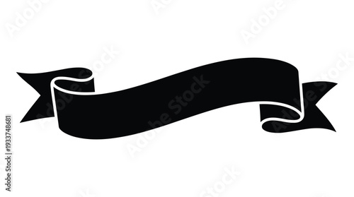 Classic flowing ribbon banner vector silhouette for text placement and design