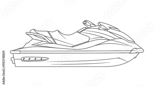Sleek Jet Ski Outline: A stylish jet ski silhouette, perfect for conveying themes of speed, leisure, and aquatic adventures.