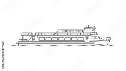 Cruise Liner Silhouette: A sleek, detailed outline of a cruise liner navigates serene waters, evoking the spirit of travel and the allure of the sea.