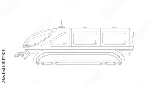 Futuristic Transport Vehicle: A sleek and modern transport vehicle with an aerodynamic design glides smoothly, showcasing innovation in transportation.