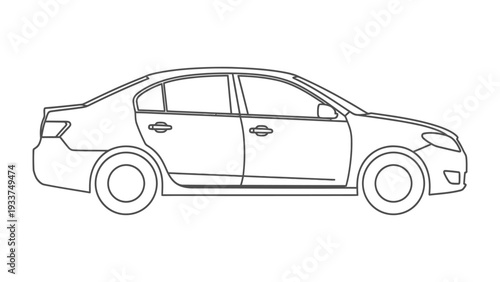 Sleek Sedan Silhouette: A minimalist monochrome depiction of a modern sedan, capturing its elegant lines and sophisticated form.
