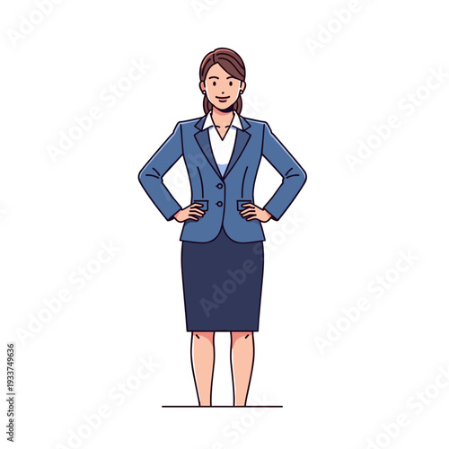 Businesswoman Standing with Hands on Hips Confidently.