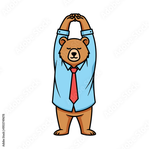 Cartoon Bear Wearing Shirt and Tie 1.