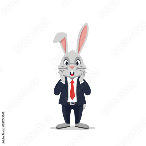 Cartoon Rabbit in Business Suit Standing.