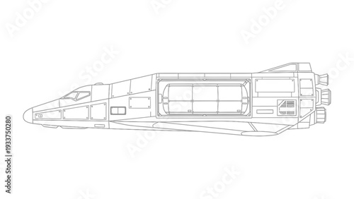 Blueprint of a Space Shuttle: A detailed blueprint of a space shuttle, showcasing the intricate design and components of the spacecraft, inviting curiosity about space exploration and innovation.