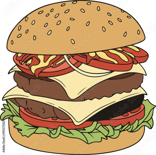 Savor a delicious double cheeseburger with melted cheese and fresh toppings, perfect for advertising, menus, or food blogs