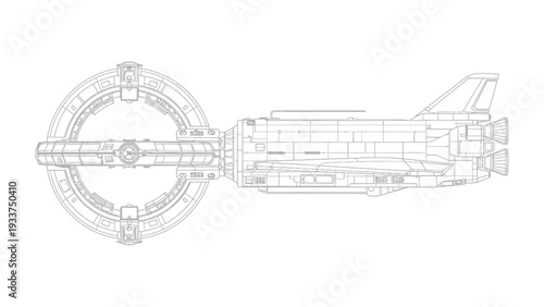 Spaceship Blueprint: A detailed technical drawing reveals the intricate design of a futuristic spaceship, showcasing its powerful engines, innovative structure, and potential for interstellar travel.