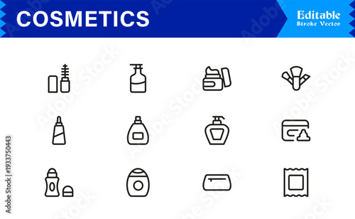 Cosmetics Beauty Line Icon Set  Modern, Minimal, Professional Vector Icons for Skincare and Makeup
