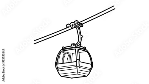 Cable Car in Sky: This graphic image reveals a cable car suspended, traveling along elevated steel cables. The cabin, streamlined and modern.