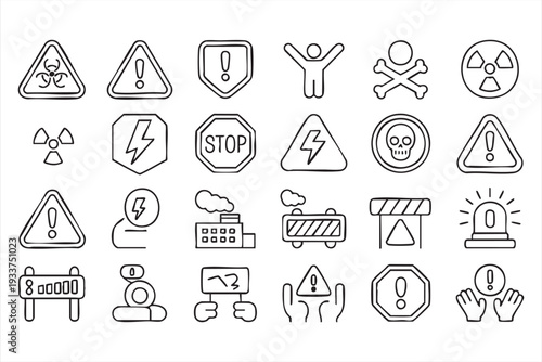Danger alert icon collection for safety compliance and protection design