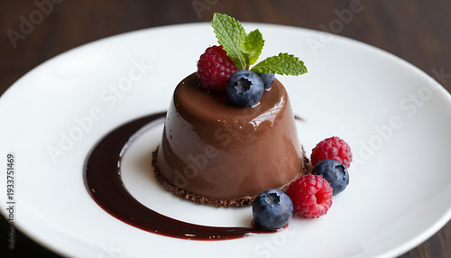 Wallpaper Mural Elegant Chocolate Mousse Dessert with Berry Garnish
 Torontodigital.ca