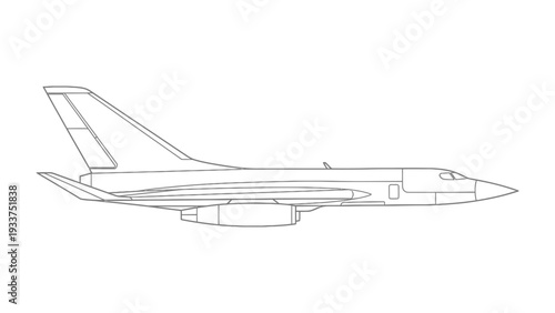 Aerospace Engineering Blueprint: a detailed blueprint of a jet plane shows the sophisticated engineering of this technological marvel, showing the beauty of flight.