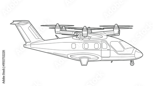 Future Air Mobility: A sleek depiction of a futuristic air vehicle, poised to redefine urban travel with its innovative design and advanced capabilities.