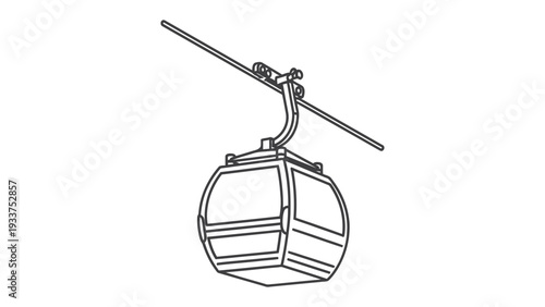 Cable Car Illustration: A sleek cable car ascends, showcasing modern engineering and offering panoramic views, a symbol of urban or mountain transport and adventure.