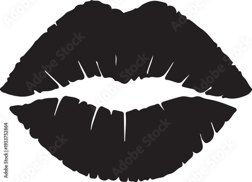 Black Lipstick Kiss Mark Print Isolated on White Background