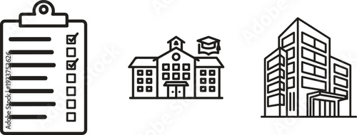 Corporate Management Office Infrastructure Line Icon Set