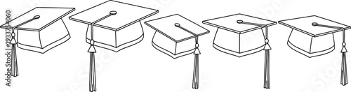 Graduation cap icon set with tassel variations, symbolizing academic achievement and ceremony, perfect for education graphics, school projects, university design, and celebratory artwork