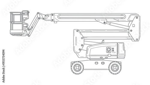 Elevated Work Platform: A detailed illustration showcases an elevated work platform, ideal for construction, maintenance, and various industrial applications.