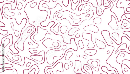 Seamless pattern of flowing magenta lines on white background