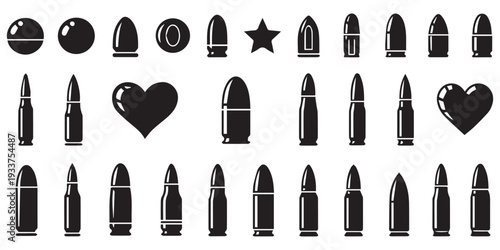 Bullet and heart shapes vector icons collection eps 10
