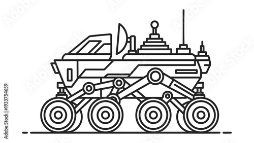 Space Rover in Silhouette: A futuristic space rover, designed for exploration, stands as a testament to innovation and discovery, poised to traverse the unknown.