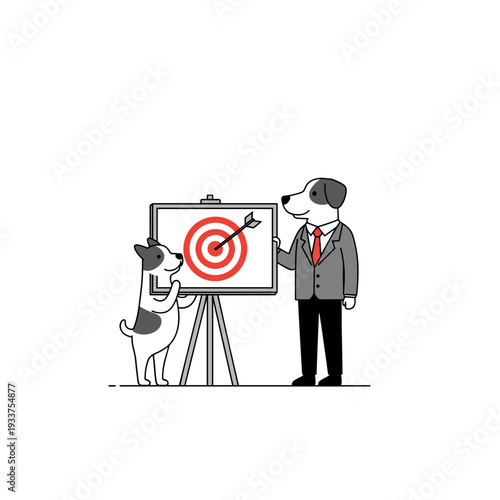 Dog and Man Looking at Target on Board.