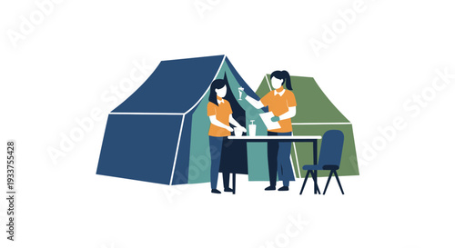 Volunteers at a community service camp providing essential assistance and support