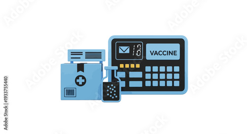 Medical vaccine calendar and supplies for healthcare