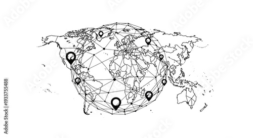 Global Network Connections and Digital Connectivity Across Continents