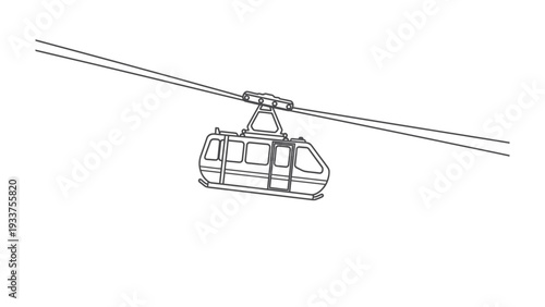 Aerial Lift in Monochrome: A line-art depiction of an aerial lift, gliding smoothly through the sky, inviting viewers to explore the vast expanse above.