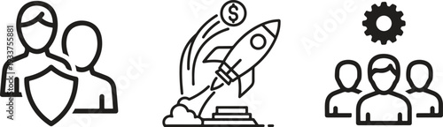 Digital Marketing Audience Targeting Line Icon Set