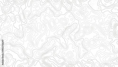 Gray contour lines on white background topographic map pattern