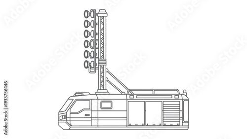Mobile Radar System in Action: A detailed diagram showcases a state-of-the-art mobile radar system, illustrating its advanced technology and essential functionality.