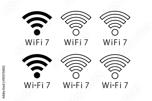 様々な配色が施されたワイファイ7のアイコンセット