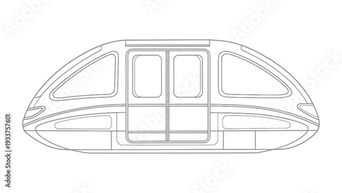 Future Transportation Design: Futuristic transportation pod design with streamlined aesthetics, presenting an innovative approach to urban mobility and showcasing a vision for the city.